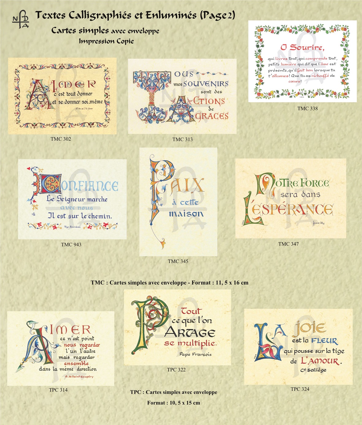 Abbaye Argentan Cartes Calligraphiées et enluminées page 2
